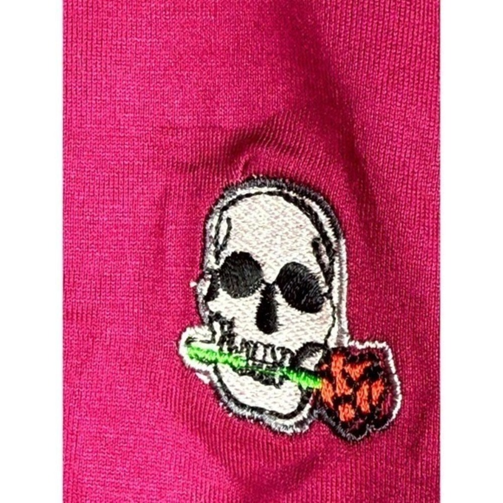 Robert Graham Archie 2 Polo Shirt Mens Small Dark Raspberry Skull Rose NWT